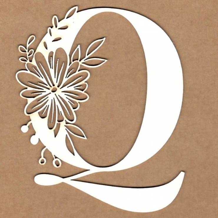 Letra inicial floral Q