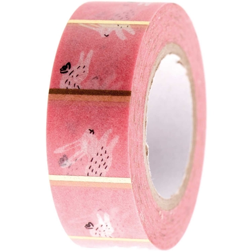 Washi tape Bunny hop rosa