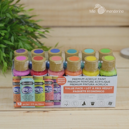 Pack 12 acrílicos Decoart vibrantes