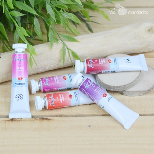 Acuarelas en tubo rojas, rosas, violetas White nights