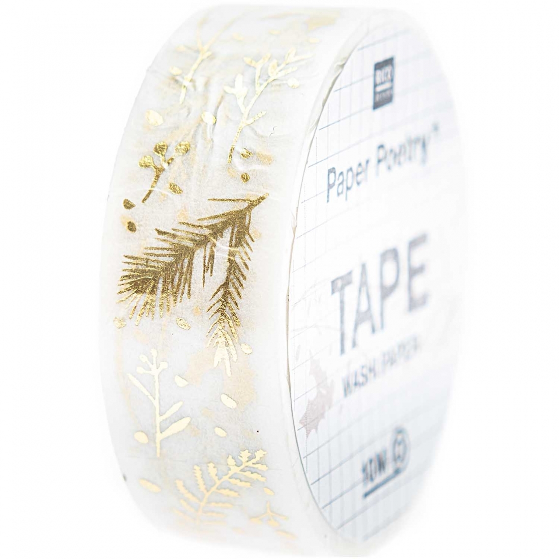 Washi tape branches white/gold