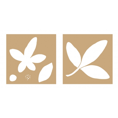 2 Plantillas estarcido cartón Slow life Fleur