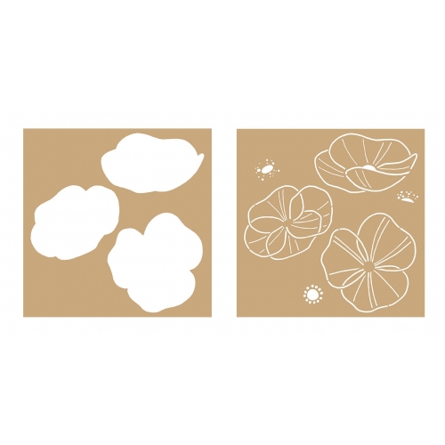 2 Plantillas estarcido cartón Amapolas