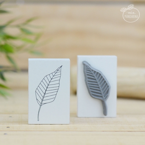 Sello Leaf Stylized White (3.5 x 5.5 cm)