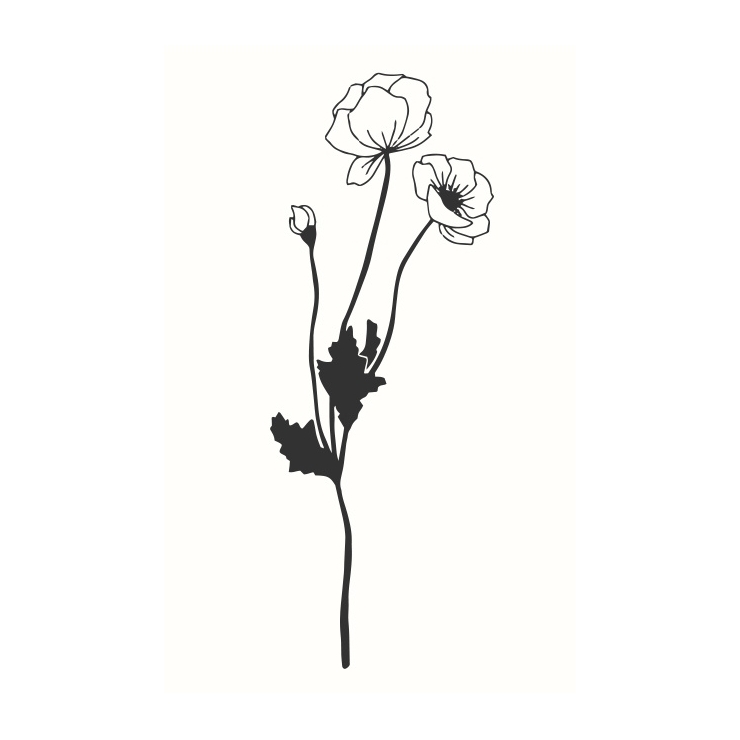 Sello Poppies White (3.5 x 5.5 cm)