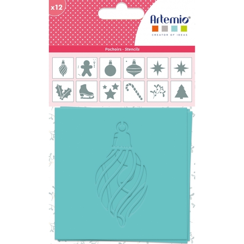 12 Plantillas estarcido Merry Christmas 9 cm