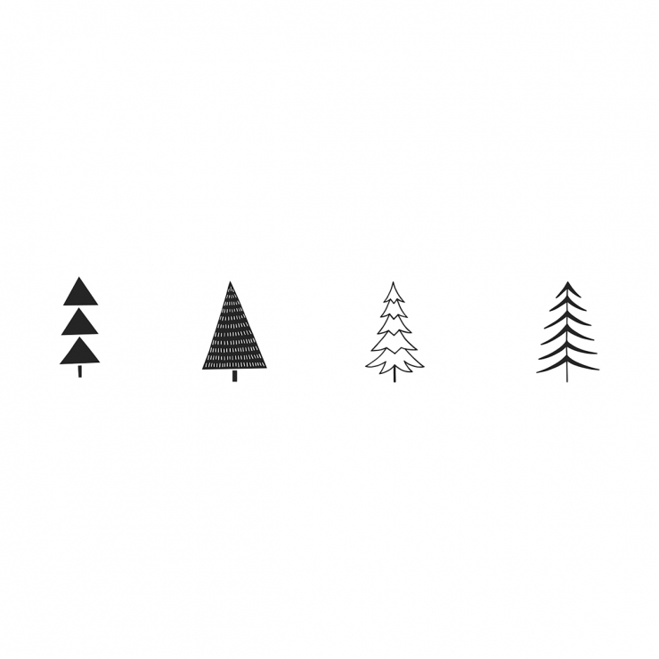 Set 4 sellos Imagine Christmas árboles