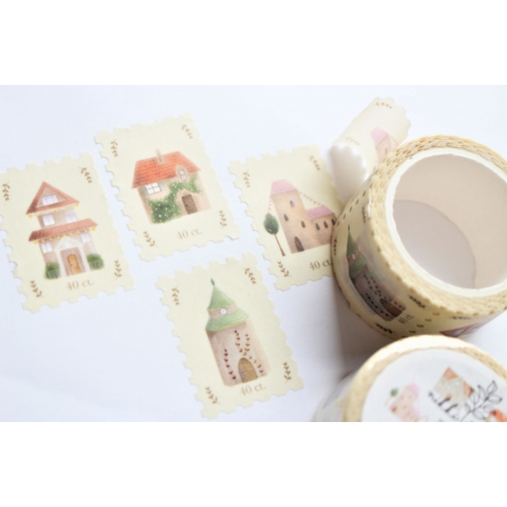 Washi Tape Post Stamp Houses