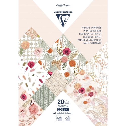 Bloc 20 papeles A4 flores...