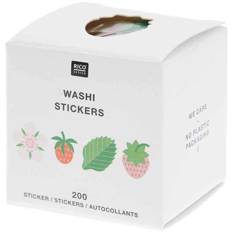 Washi sticker Fresas y flores