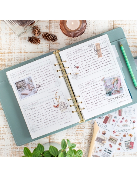 Pack 50 Papeles A5 120 gr Notas 2 días página con agujeros (para organizador)