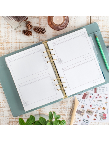 Pack 50 Papeles A5 120 gr Notas 2 días página con agujeros (para organizador)