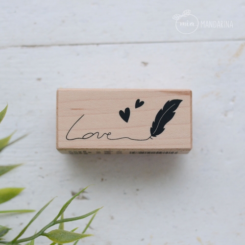 Sello de madera love pluma